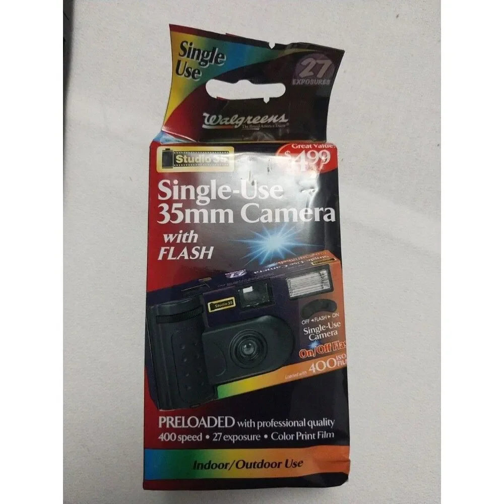 WALGREENS 35mm Camera W/ Flash Studio 35 Preloaded 400 Speed SEALED F/S